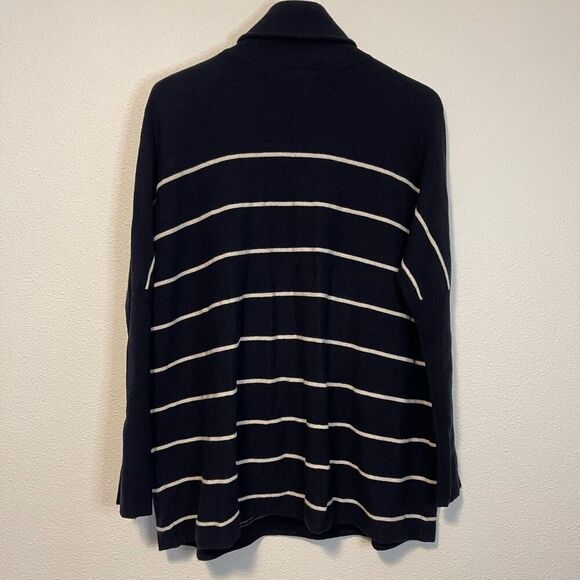 Garnet Hill Oversized Cashmere Blend Striped Turtleneck Sweater Tunic Size Small - Picture 7 of 8